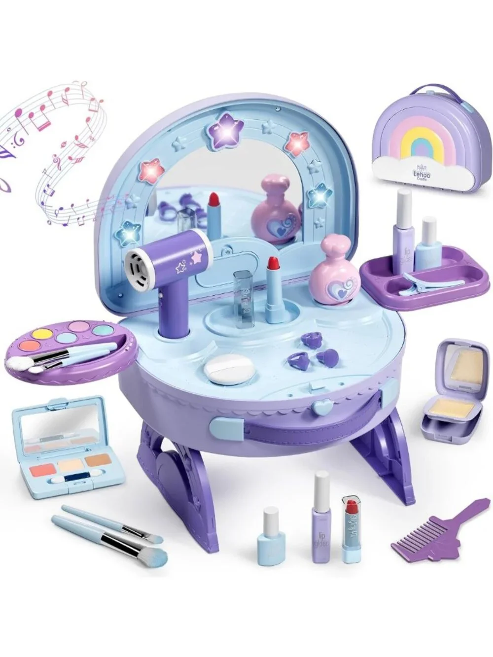Portable Toddler Vanity with Makeup Set for Girls - Fun Playtime Beauty Kit